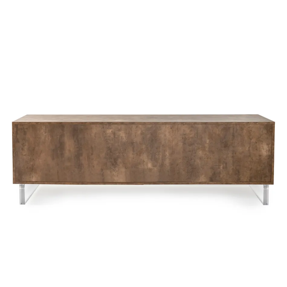 Příborník se 2 dvířky a 2 bočními otevřenými přihrádkami z melaminu Made in Italy - Myš Viadurini