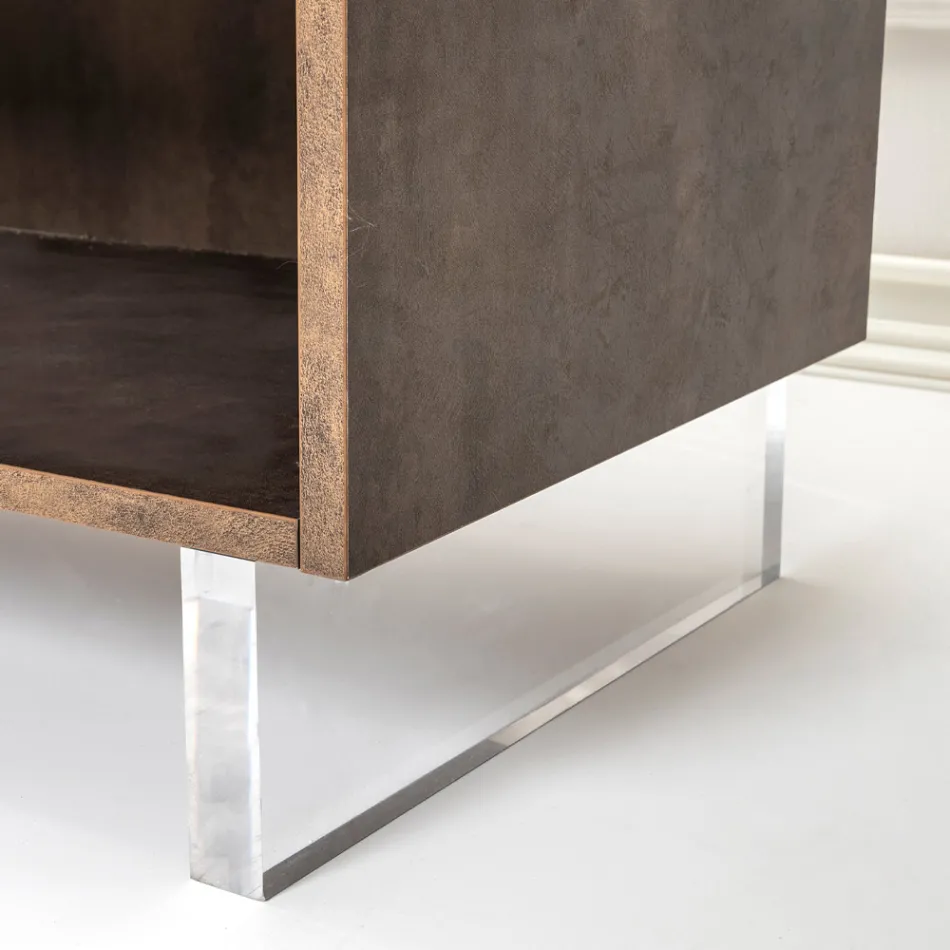 Příborník se 2 dvířky a 2 bočními otevřenými přihrádkami z melaminu Made in Italy - Myš Viadurini