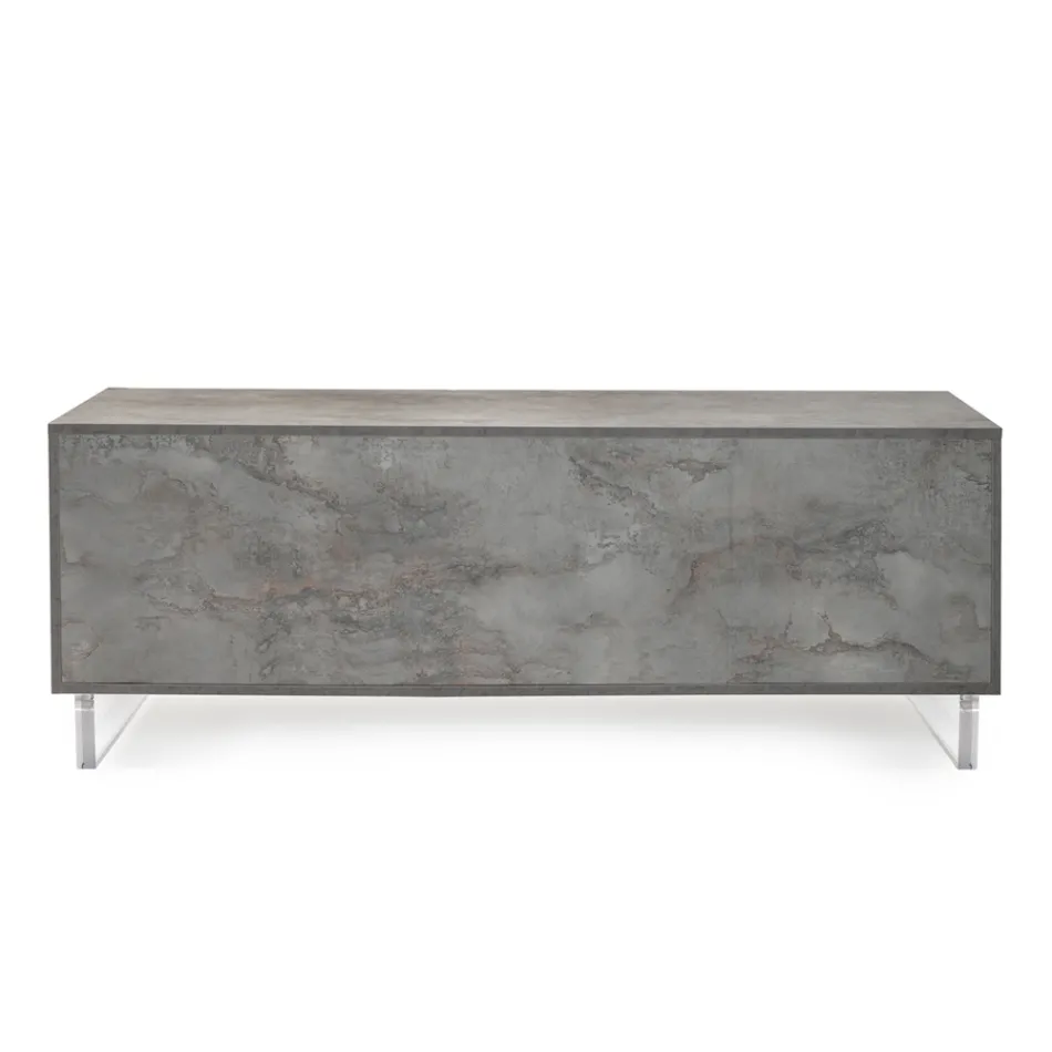 Příborník se 2 dvířky a 2 bočními otevřenými přihrádkami z melaminu Made in Italy - Myš Viadurini