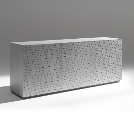 Příborník se 3 dvířky a 3 vnitřními policemi, dekorace z hliníku Foundry - Scorpion Viadurini