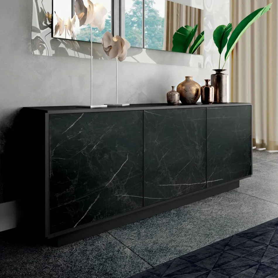 Příborník se 3 dveřmi a lakovanou a laminovanou konstrukcí Made in Italy - Ferrara Viadurini