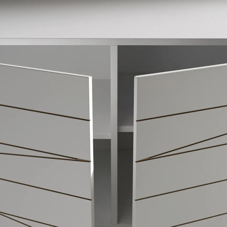 Příborník se 3 dvířky z lakovaného dřevěného aglomerátu - Ariete Viadurini