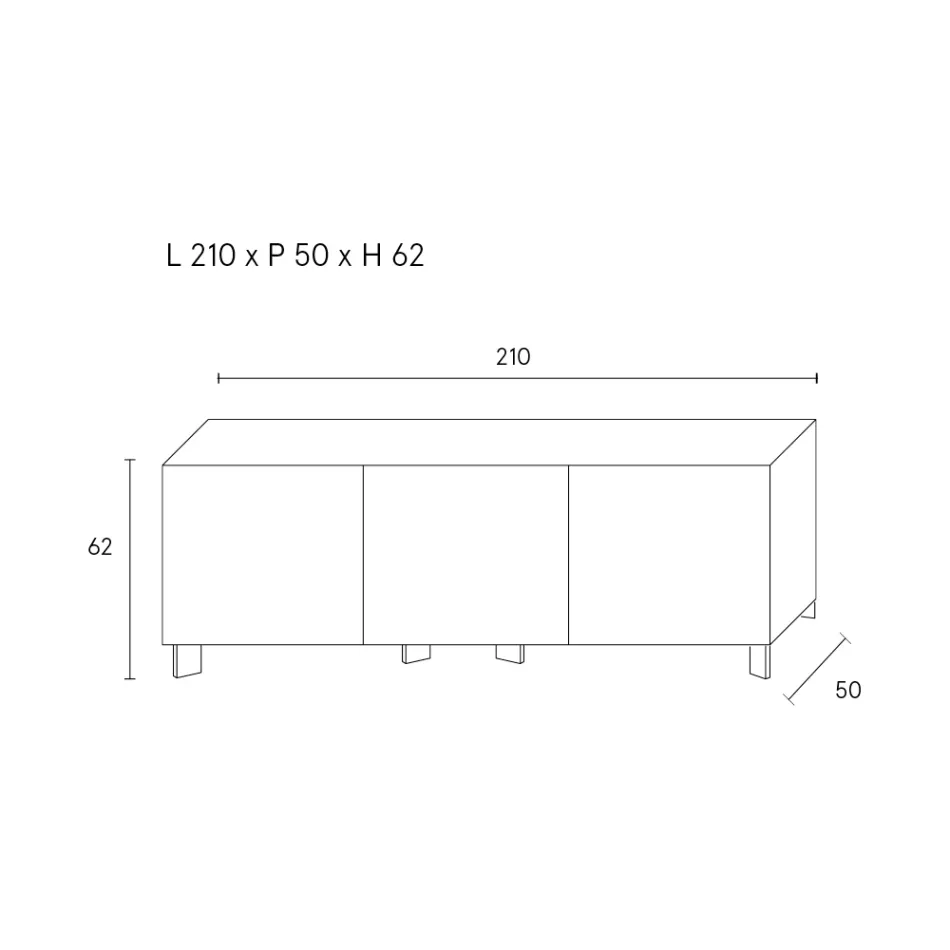 Příborník se 3 dvířky z lakovaného dřevěného aglomerátu - Ariete Viadurini