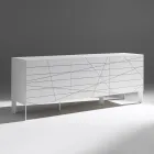 Příborník se 3 dvířky z lakovaného dřevěného aglomerátu - Ariete Viadurini