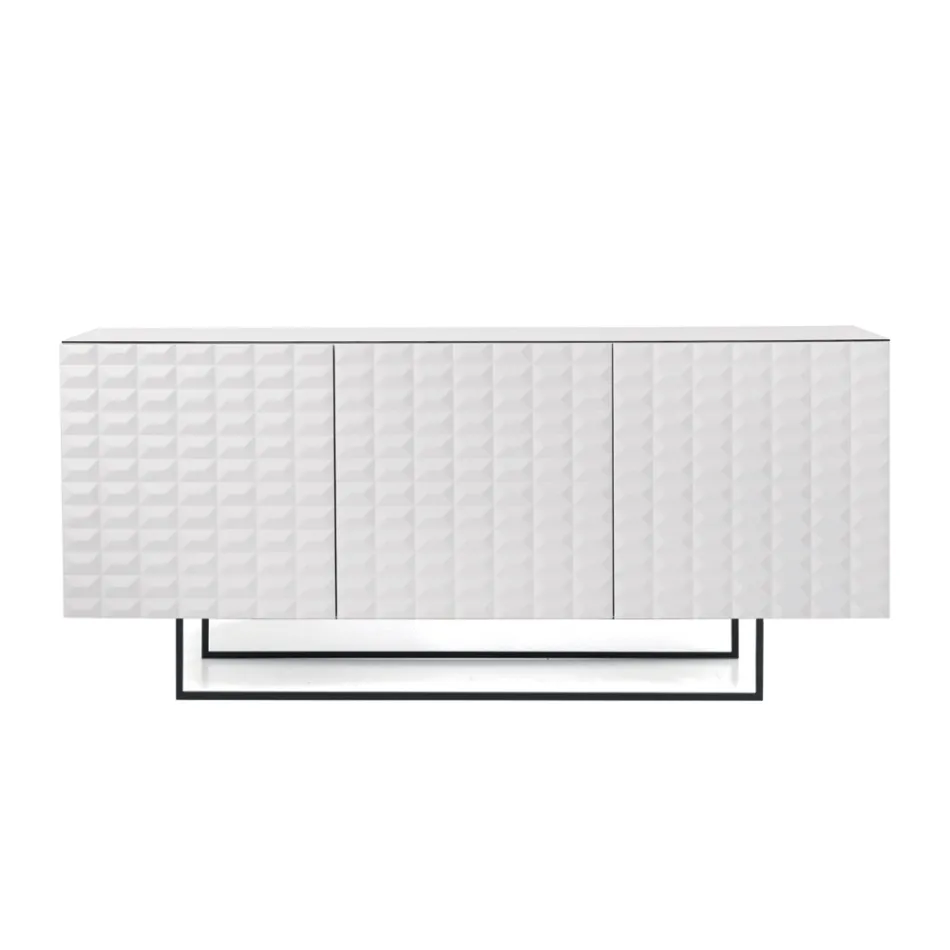 Příborník se 3 dvířky z MDF potažený lakovaným PVC Vyrobeno v Itálii - Dorotea Viadurini