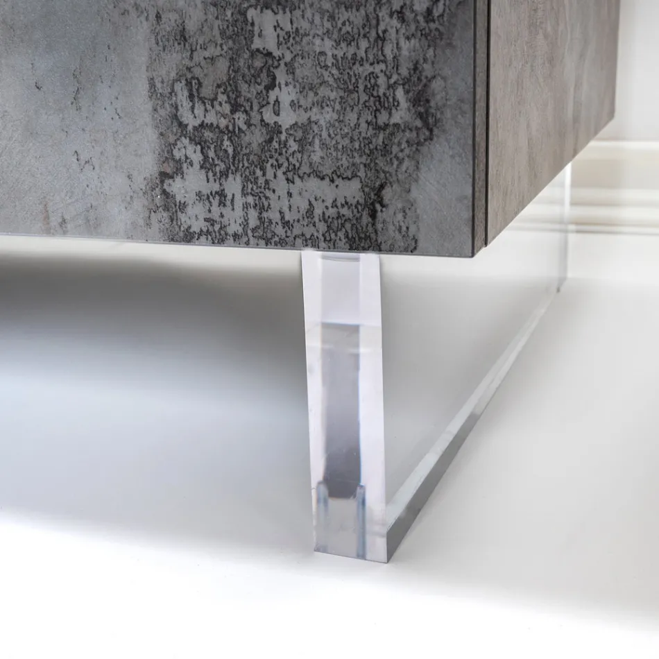 Příborník se 3 melaminovými dvířky a nohami z plexiskla Made in Italy - Mickey Mouse Viadurini