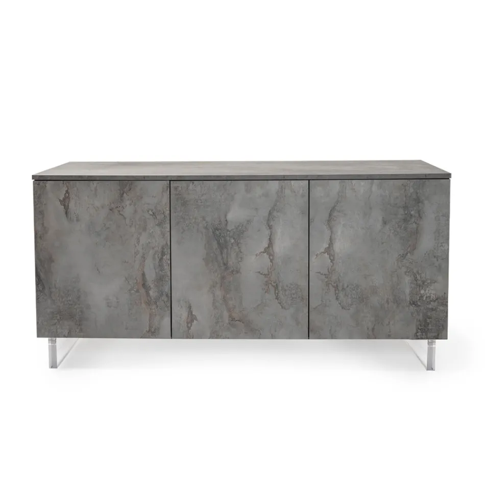 Příborník se 3 melaminovými dvířky a nohami z plexiskla Made in Italy - Mickey Mouse Viadurini