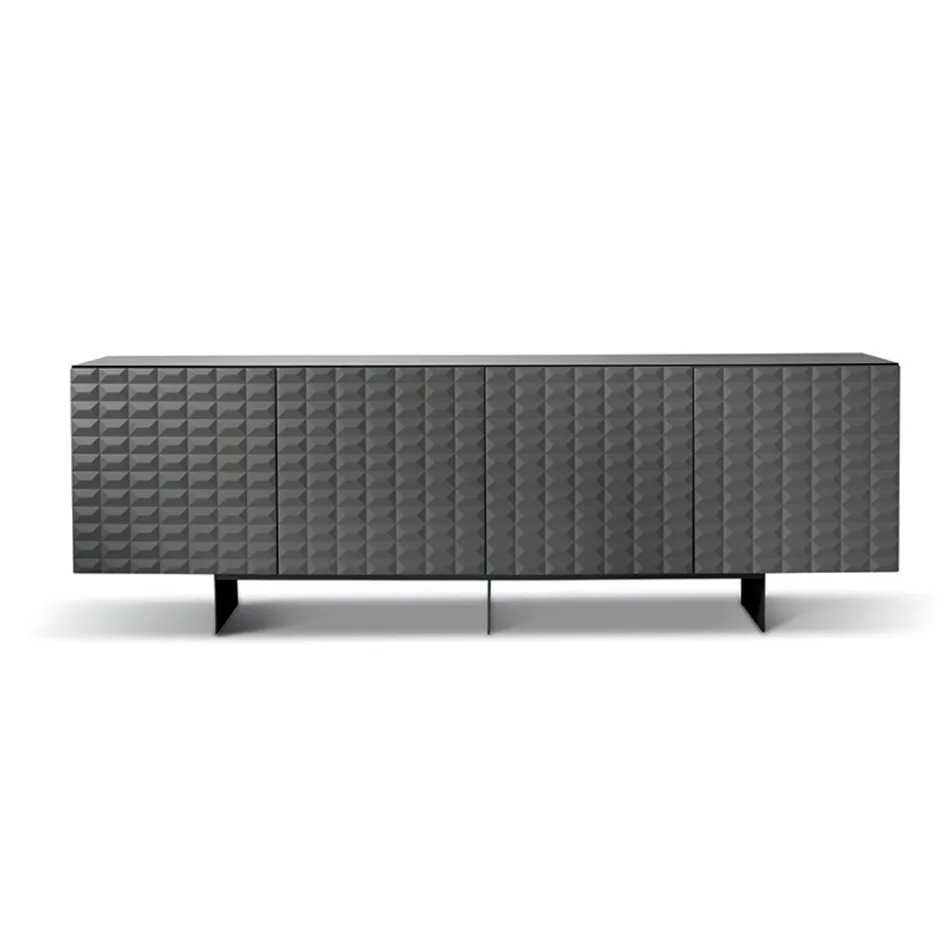 Příborník se 4 dvířky z MDF potažený lakovaným PVC Vyrobeno v Itálii - Dorotea Viadurini