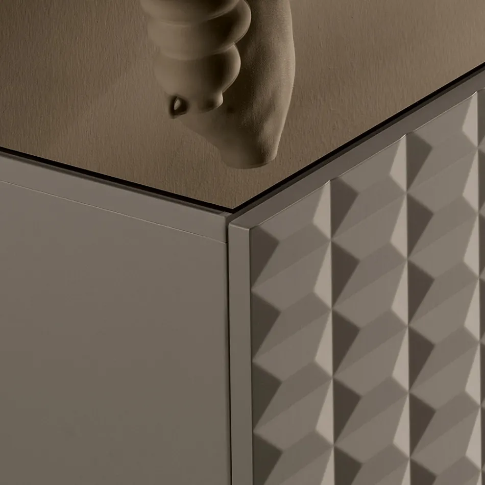 Příborník se 4 dvířky z MDF potažený lakovaným PVC Vyrobeno v Itálii - Dorotea Viadurini