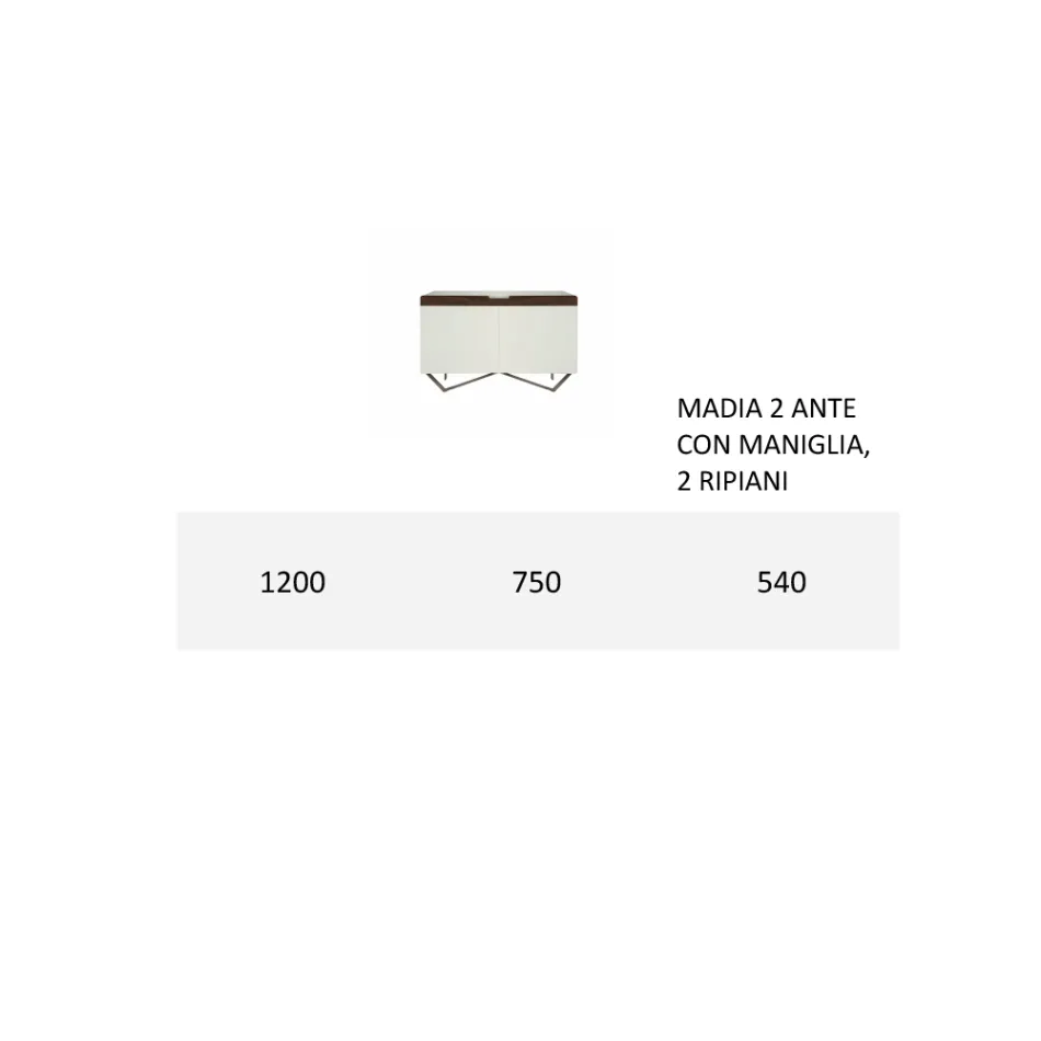 Příborník s konstrukcí v bílé barvě Mdf 2 Iron Feet Made in Italy - Coral Viadurini