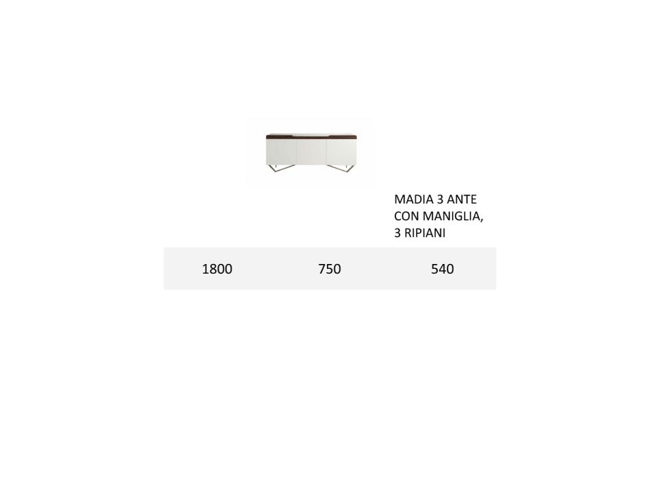 Příborník s konstrukcí v bílé barvě Mdf 2 Iron Feet Made in Italy - Coral Viadurini