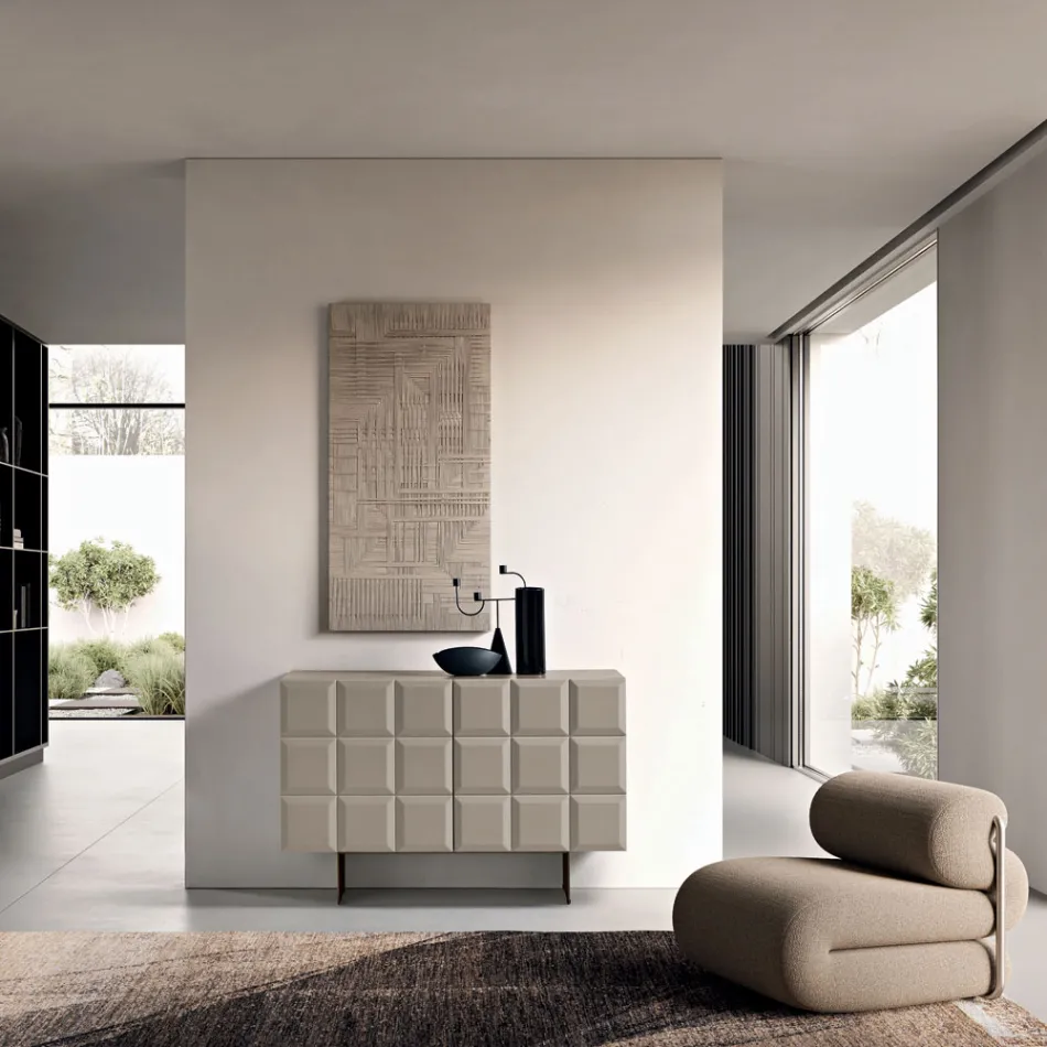 Vnitřní příborník se 2 kostkovanými dvířky Vyrobeno v Itálii - Elisabetta Viadurini