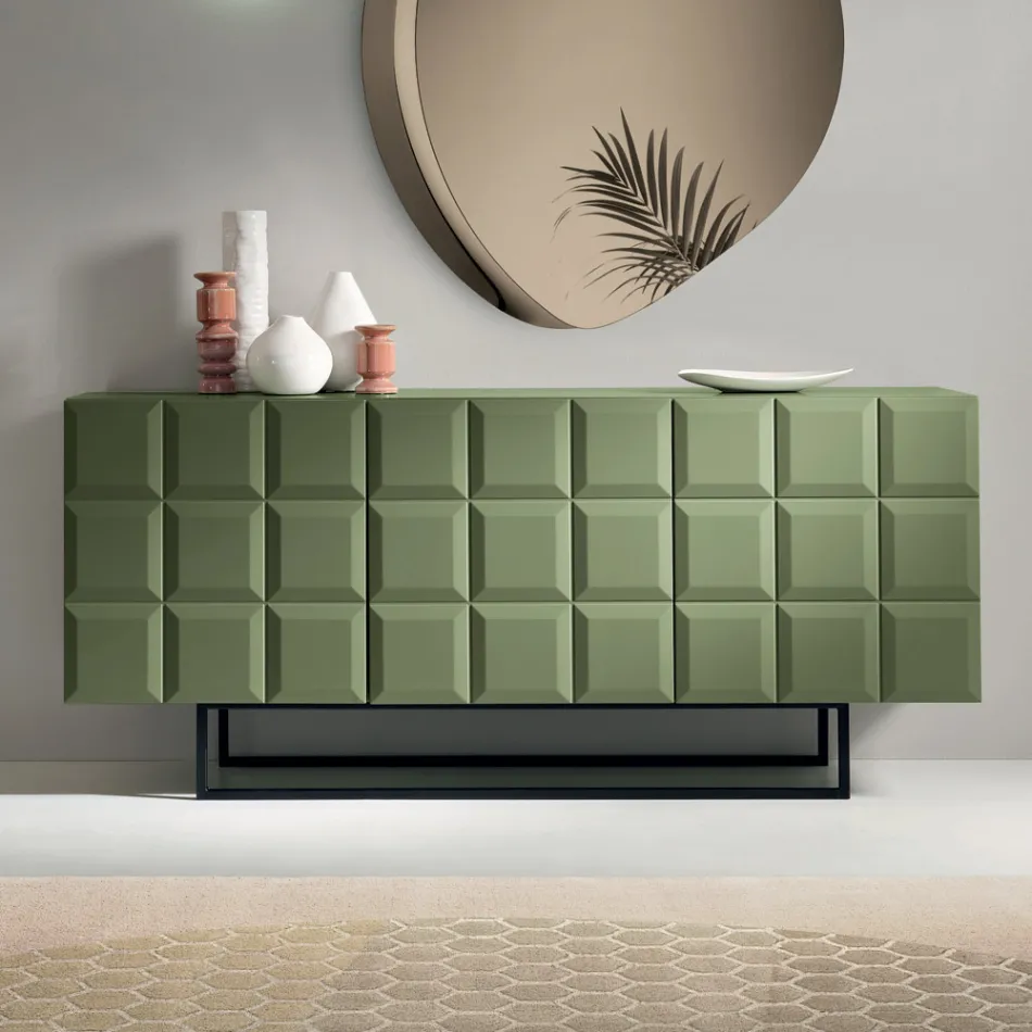 Vnitřní příborník se 3 kostkovanými dvířky vyrobený v Itálii - Elisabetta Viadurini