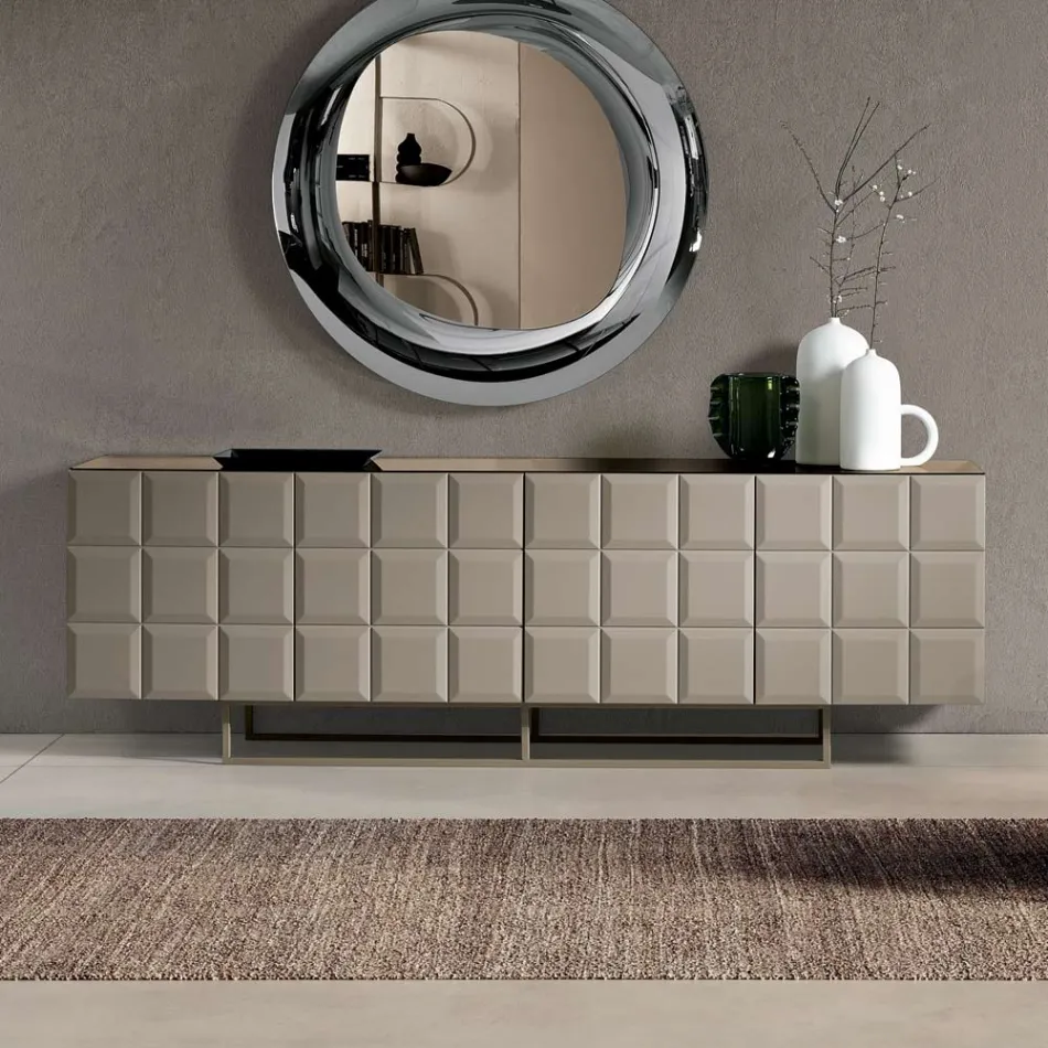 Vnitřní příborník se 4 kostkovanými dvířky vyrobený v Itálii - Elisabetta Viadurini