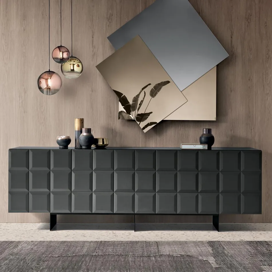 Vnitřní příborník se 4 kostkovanými dvířky vyrobený v Itálii - Elisabetta Viadurini