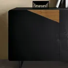 Příborník do obývacího pokoje se 2 dveřmi v povrchové úpravě Dub Country Knotted Dub a Antracitové sklo - Ove Viadurini