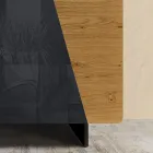 Příborník do obývacího pokoje se 2 dveřmi v povrchové úpravě Dub Country Knotted Dub a Antracitové sklo - Ove Viadurini