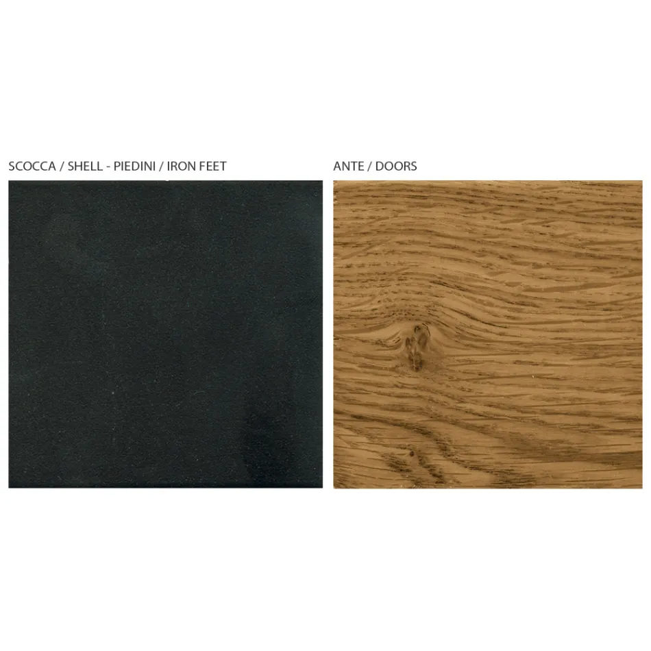 Příborník do obývacího pokoje se 3 dvířky v povrchové úpravě country vázaný dub Made in Italy - Arne Viadurini