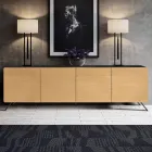 Příborník do obývacího pokoje se 4 dveřmi v přírodní jasanové úpravě Made in Italy - Melek Viadurini