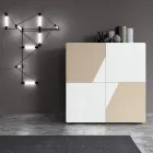 Příborník do obývacího pokoje se 4 dveřmi z bílého skla a norkové povrchové úpravy Made in Italy - Eva Viadurini