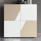 Příborník do obývacího pokoje se 4 dveřmi z bílého skla a norkové povrchové úpravy Made in Italy - Eva Viadurini