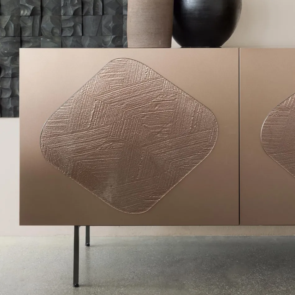 Příborník do obývacího pokoje s koordinovanými skleněnými vložkami Made in Italy - Palma Viadurini