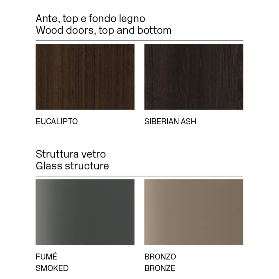 Dřevěný příborník se skleněnou konstrukcí Made in Italy - Azuki Viadurini