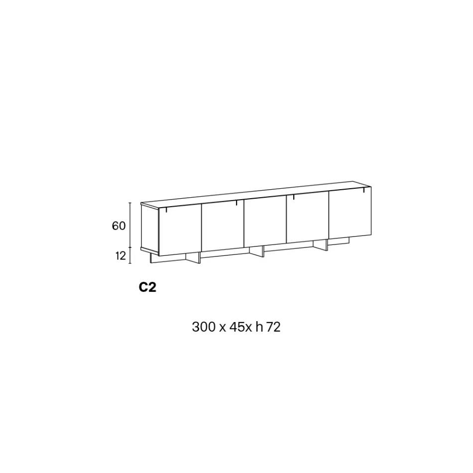 Dřevěný příborník se skleněnou konstrukcí Made in Italy - Azuki Viadurini
