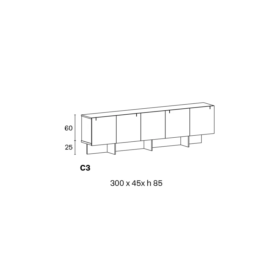 Dřevěný příborník se skleněnou konstrukcí Made in Italy - Azuki Viadurini