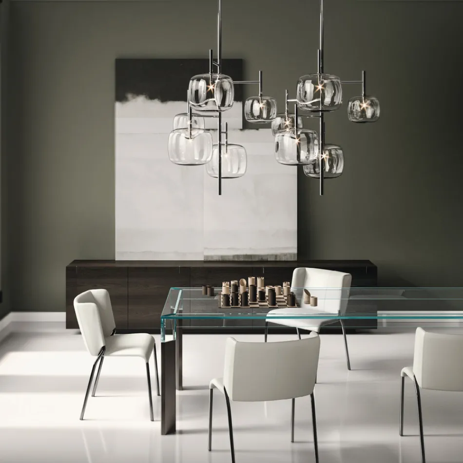 Dřevěný příborník se skleněnou konstrukcí Made in Italy - Azuki Viadurini