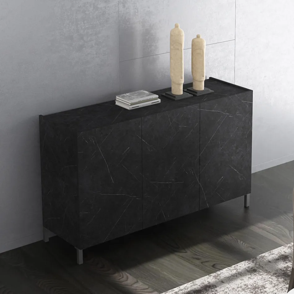 Příborník do obývacího pokoje potažený melaminovým mramorem Vyrobeno v Itálii - zinek Viadurini