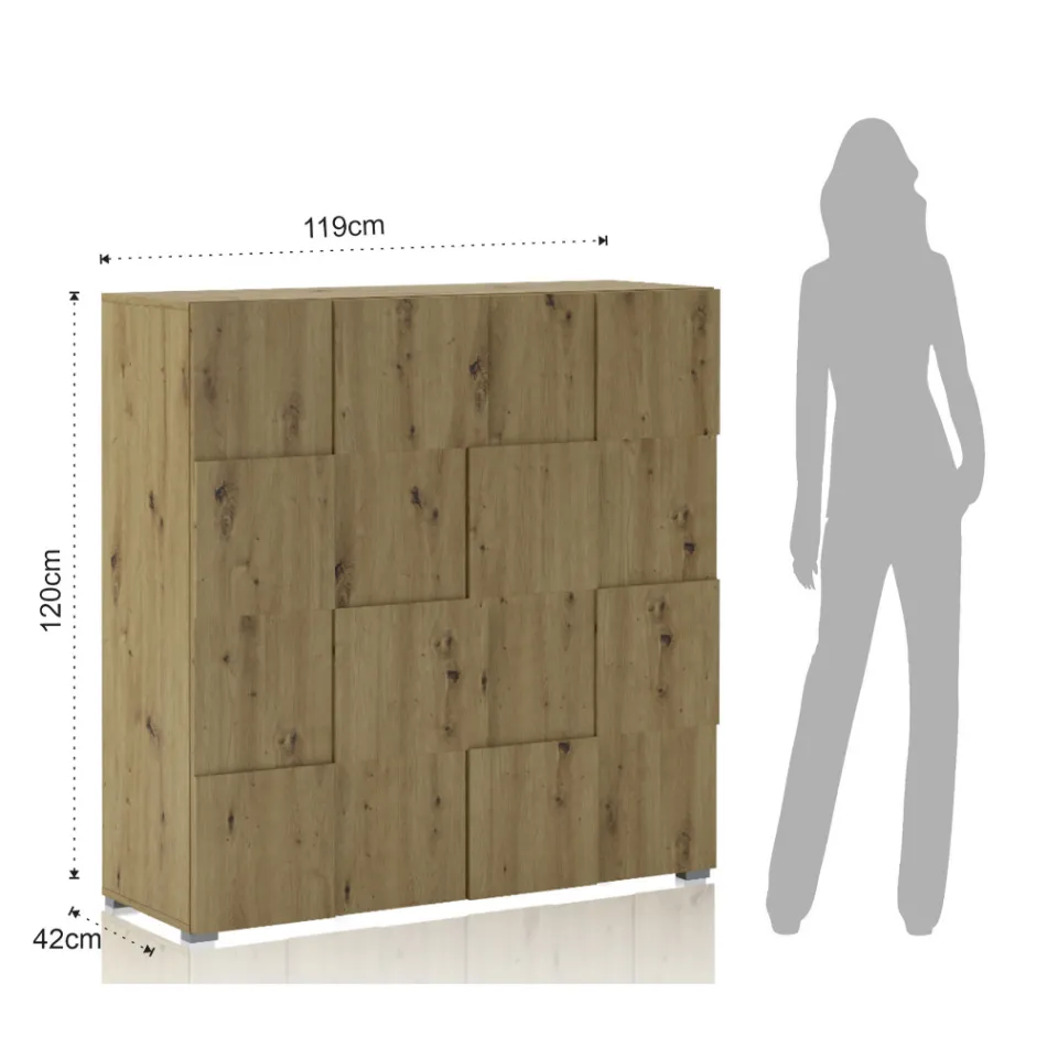 Příborník do obývacího pokoje se 2 výklopnými dveřmi v provedení dub - sodík Viadurini