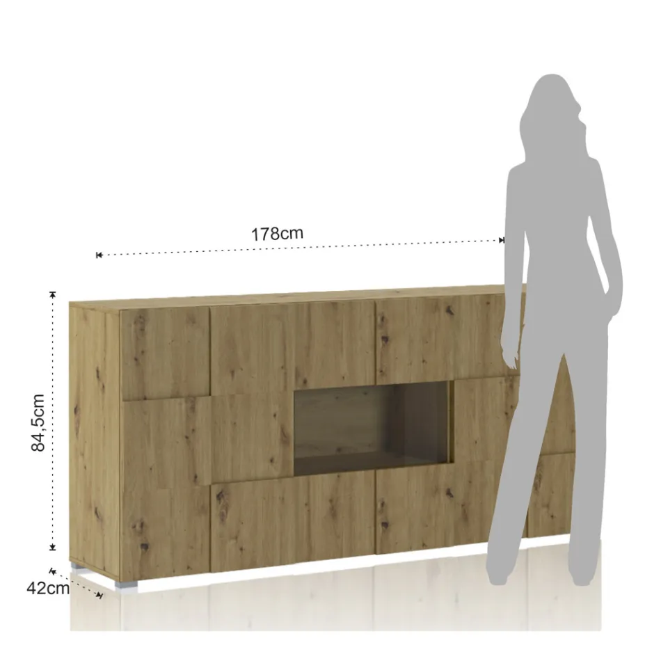 Příborník do obývacího pokoje se 4 otočnými dveřmi a 1 otevřenou přihrádkou - Sodium Viadurini