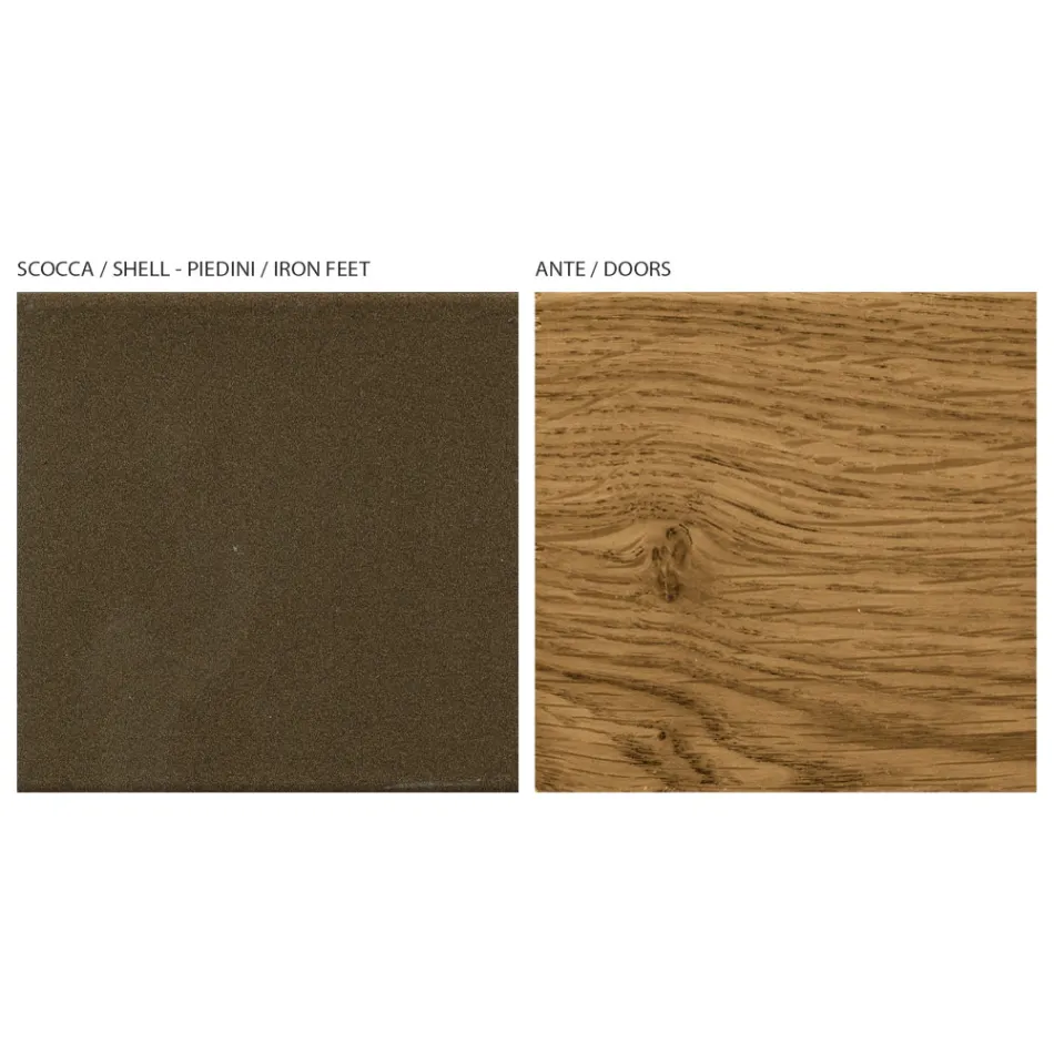 Příborník do obývacího pokoje se 4 dveřmi v povrchové úpravě venkovský vázaný dub – rovný Viadurini