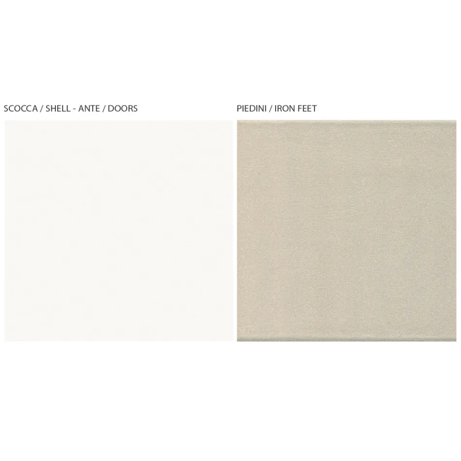 Příborník do obývacího pokoje se 4 dvířky MDF Bílá a niklová povrchová úprava Made in Italy - Emie Viadurini