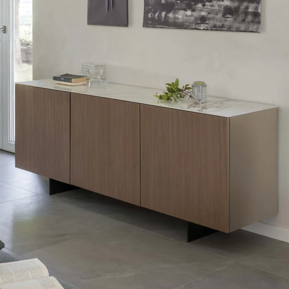 Příborník do obývacího pokoje s ocelovou základnou a melaminovou konstrukcí - Adriel Viadurini