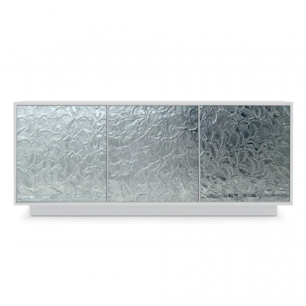 Příborník do obývacího pokoje z matně lakovaného dřeva a skla Made in Italy - Fiorenza Viadurini