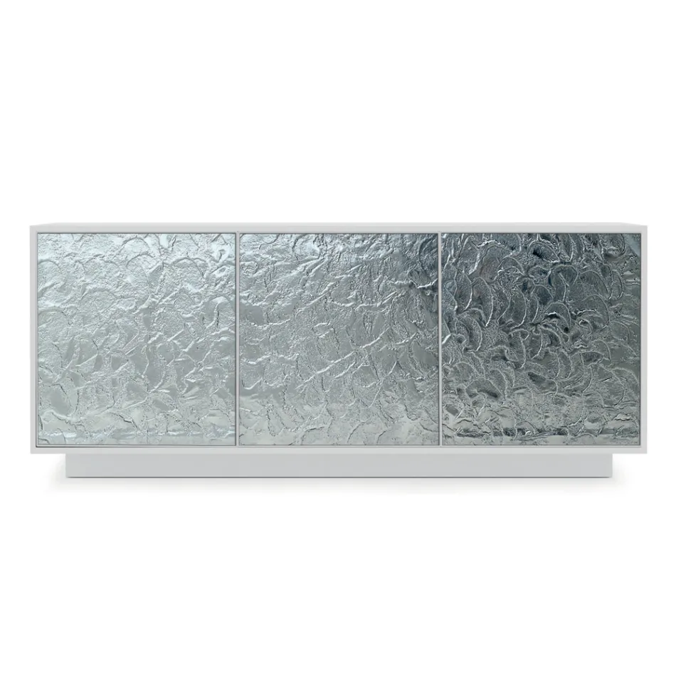 Příborník do obývacího pokoje z matně lakovaného dřeva a skla Made in Italy - Fiorenza Viadurini