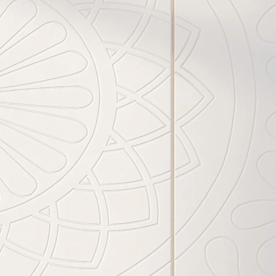 Příborník do obývacího pokoje v bílé Mdf s basreliéfem Made in Italy - Stilea Viadurini