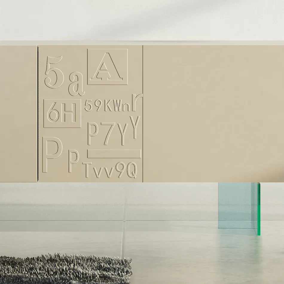 Příborník do obývacího pokoje z matného lakovaného MDF a skla Made in Italy - Ninetta Viadurini