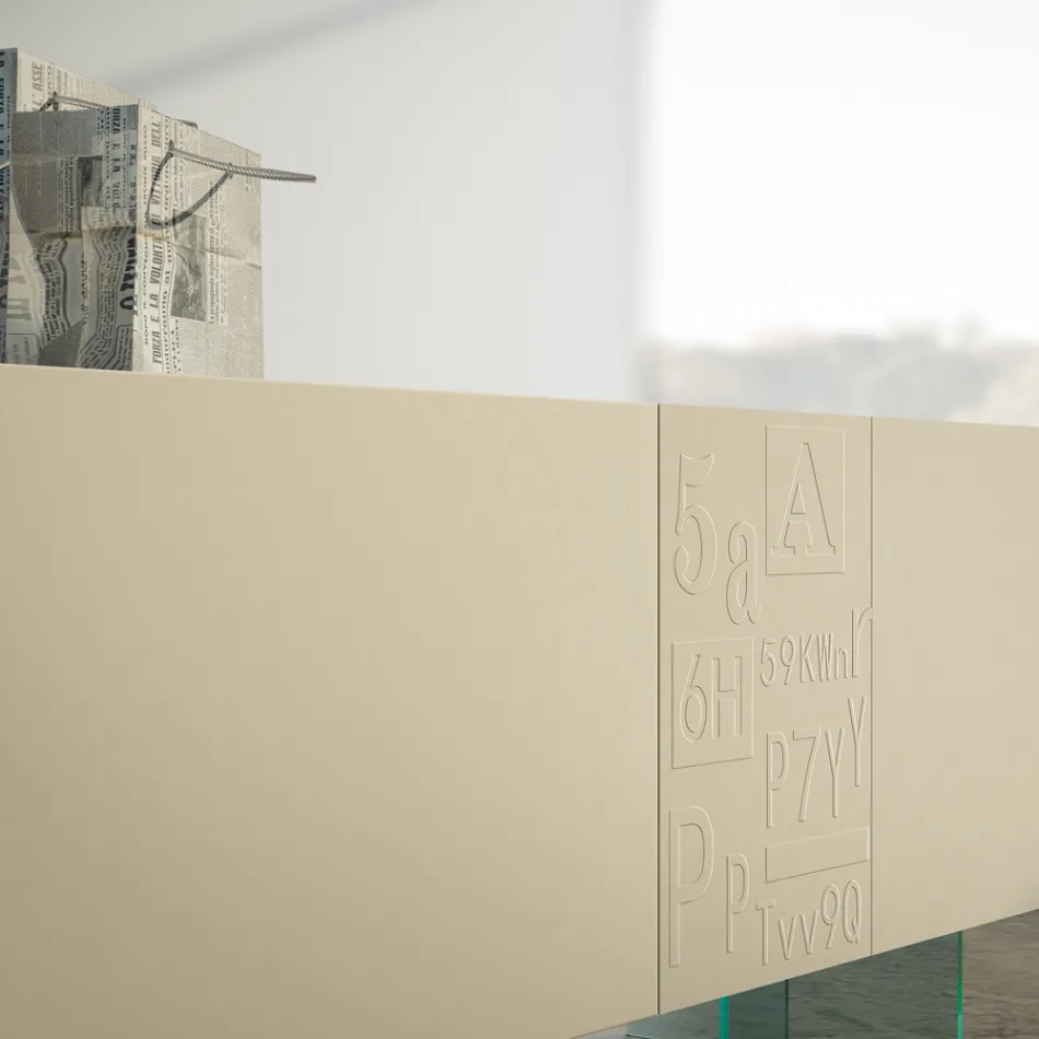 Příborník do obývacího pokoje z matného lakovaného Mdf a skla Made in Italy - Ninetta Viadurini