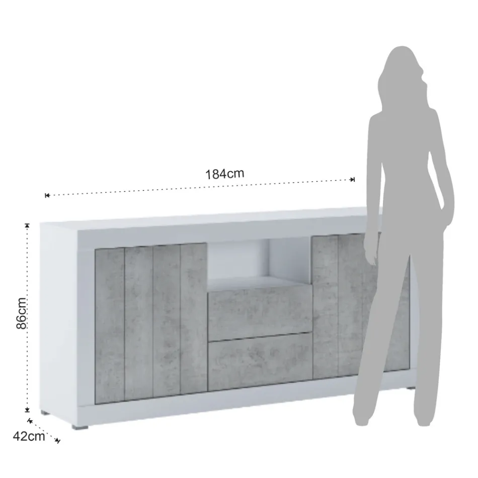 Melaminový příborník do obývacího pokoje se 2 dvířky a 2 zásuvkami - Samario Viadurini