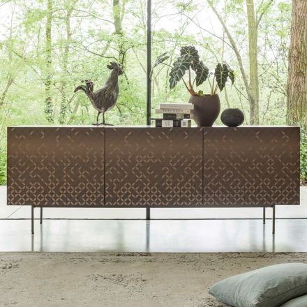 Kovový Moka lakovaný příborník do obývacího pokoje s 3D dekorací Made in Italy – javor Viadurini