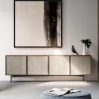 Obývací pokoj nebo vstupní příborník z ekologického dřeva a kovu Luxusní 4 dveře - Aaron Viadurini