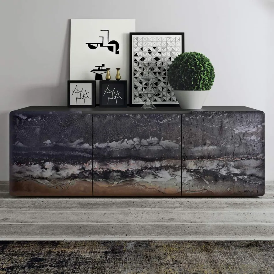 Příborník do obývacího pokoje se 3 dveřmi v různých povrchových úpravách Made in Italy - Ole Viadurini