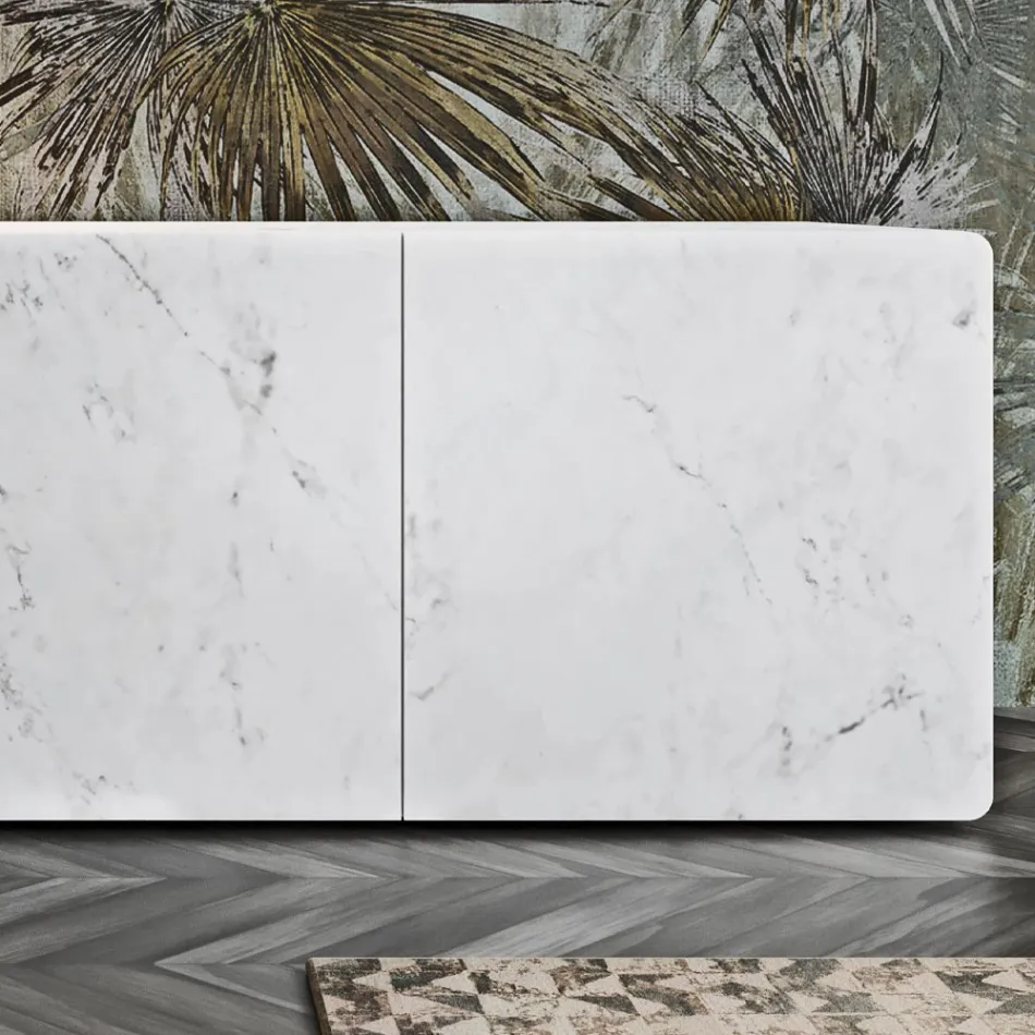 Příborník do obývacího pokoje se 3 dveřmi v povrchové úpravě Carrara Marble Made in Italy - Finn Viadurini