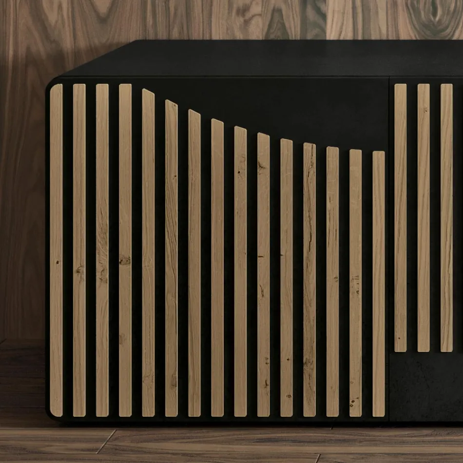 Příborník do obývacího pokoje se 3 dveřmi v povrchové úpravě severský knotovaný dub - Linda Viadurini