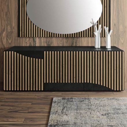 Příborník do obývacího pokoje se 3 dveřmi v povrchové úpravě severský knotovaný dub - Linda Viadurini