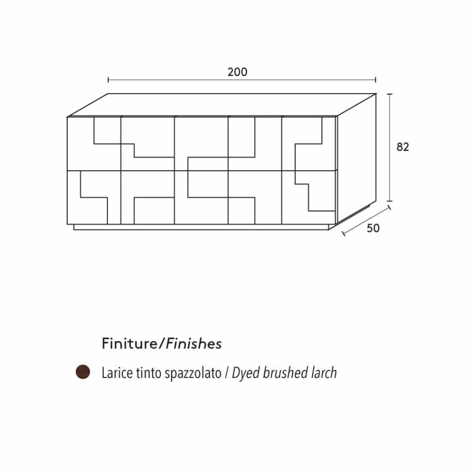 konstrukce komoda leštěný modřínového dřeva tepelně zpracován Azalea Viadurini