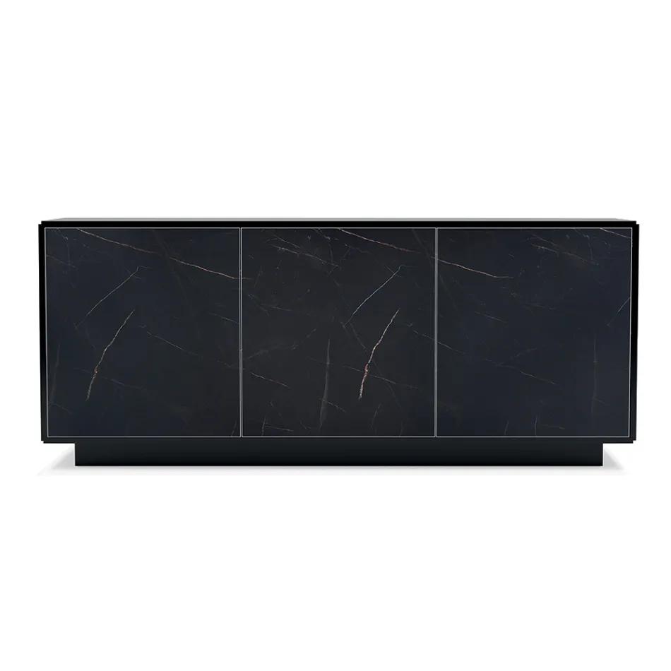 Dřevěný příborník se 2 nebo 3 dveřmi z HPL laminátu Made in Italy - Fiorenza Viadurini